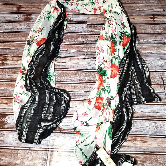 Colorful Bird and Floral Sheer Scarf from Studio S NWT - Picture 2 of 6